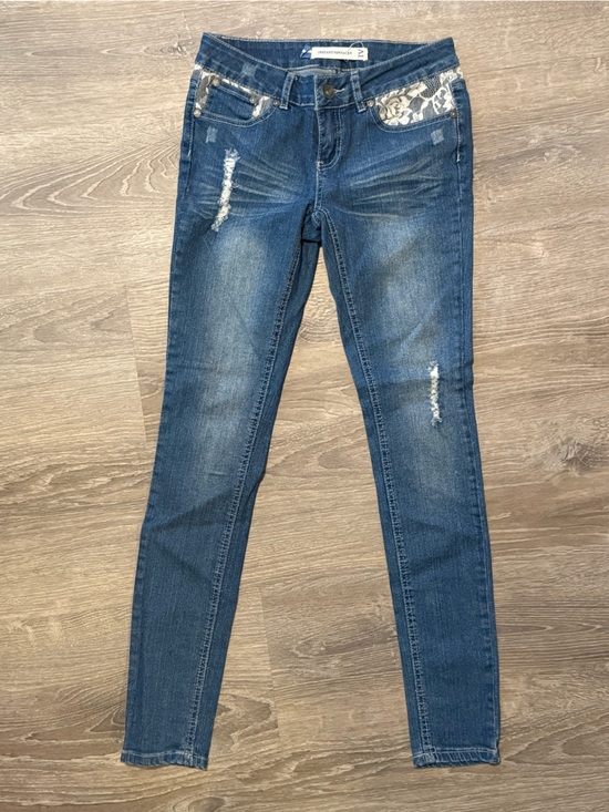 Instant Vintage Denim - Instant Vintage Lace Distressed Denim Jean Pants